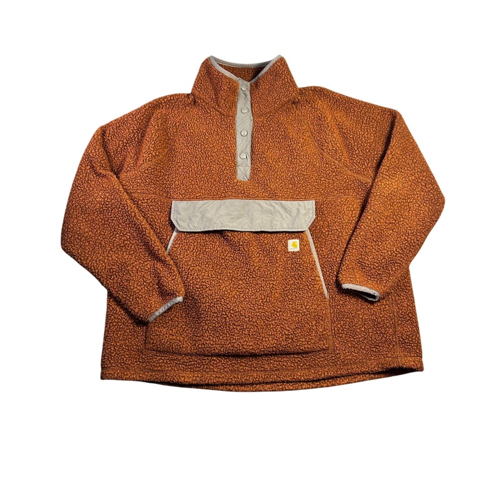 Carhartt Women's Sherpa Fleece Pullover Rust Brown 2X Quarter Snap Gorpcore